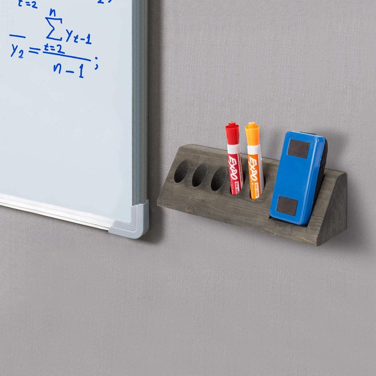 Vintage Gray Wood Dry Erase Marker and Eraser Holder, Home or Office-MyGift