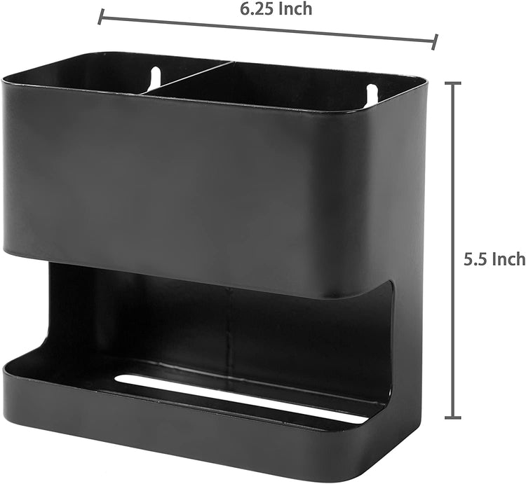 Black Metal Wall Mountable Hair Tool Accessories Organizer Rack, Blow Dryer & Curling Iron Holder-MyGift