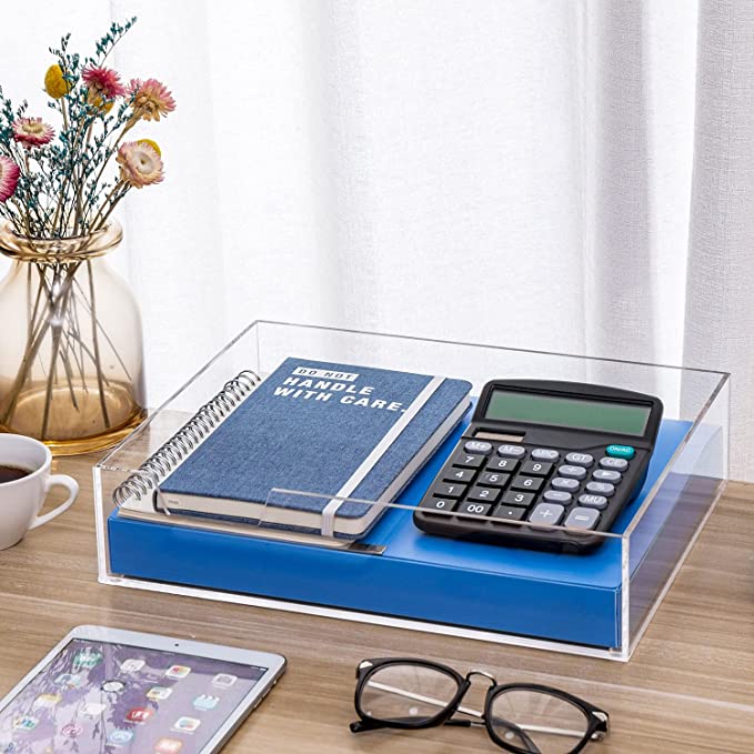 Clear Acrylic Paper File Organizer, Office Desktop Document Storage Tray-MyGift