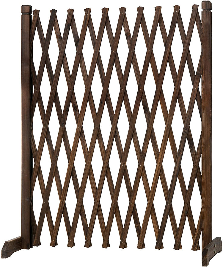 Expandable Freestanding Brown Wood Garden Fence Plant Screen-MyGift