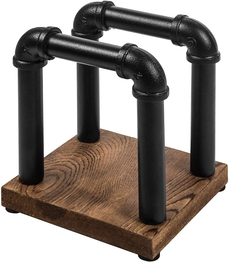 Burnt Wood and Industrial Metal Pipe Tabletop Napkin Holder-MyGift