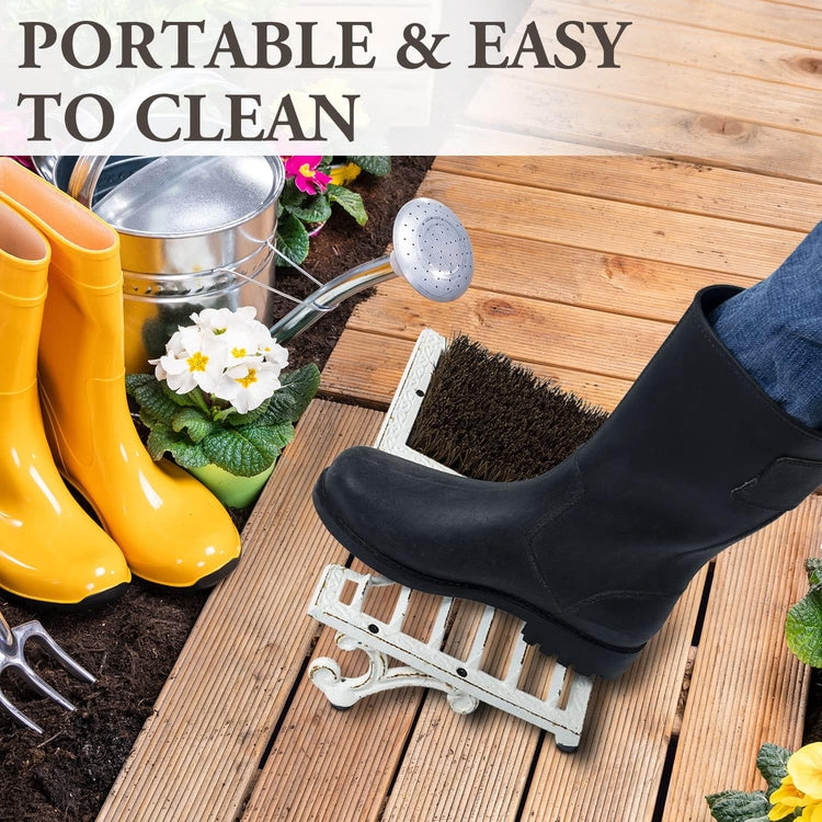 Heavy Duty Cast Iron Angled Shoe Scrubber for Porch, Outdoor Shoe