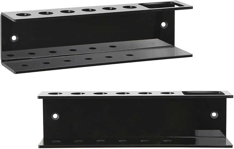 Set of 2 Black Acrylic 6 Slot Dry Erase Marker and Eraser Holder Wall Mountable Organizer Rack-MyGift