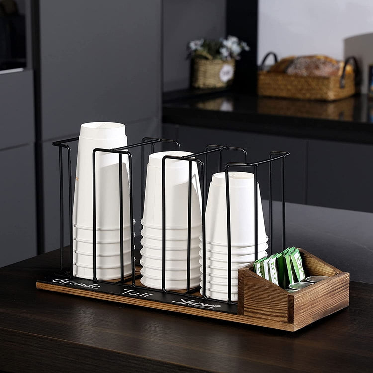 Coffee Station Organizer, Sleeves Tray and Chalkboard Label Beverage Caddy-MyGift
