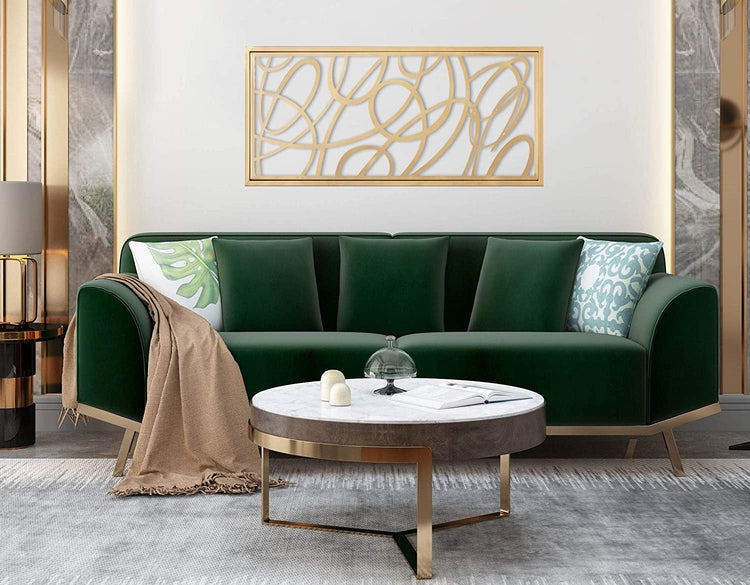 Contemporary Gold Metal Abstract Wall Art Accent Home Decor, 44 x 20 I