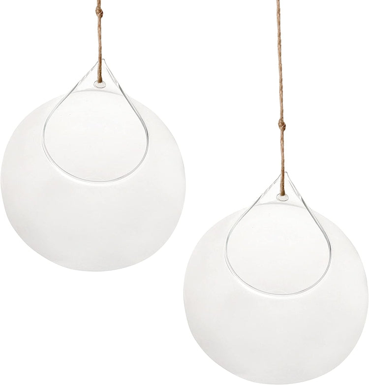 Set of 2, Decorative Clear Glass Globe, Hanging Air Plant Terrarium Planter, Candle Holders-MyGift