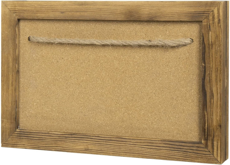 Sunglasses Wall Mounted Organizer, Burnt Wood Framed Eyewear Rack with Cork Bulletin Board with Hanging Rope-MyGift