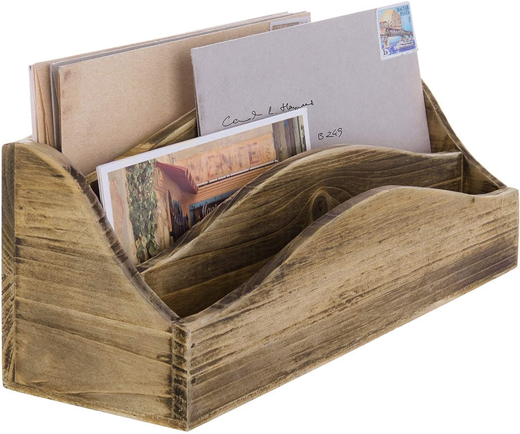 Vintage Style Dark Gray Wood Desktop Office Supply Mail Sorter Storage Box-MyGift