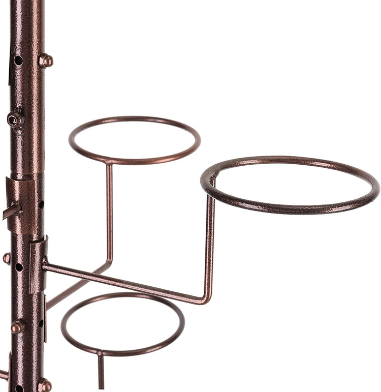 Dark Brown Metal Freestanding Retail Display Stand with 20 Circular Hooks for Hats and Wigs-MyGift