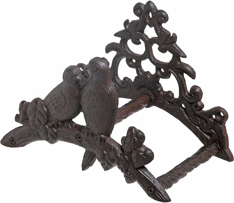 Wall Mounted Cast Iron Garden Hose Hanger Rack with Bird and Tree Branch Design-MyGift