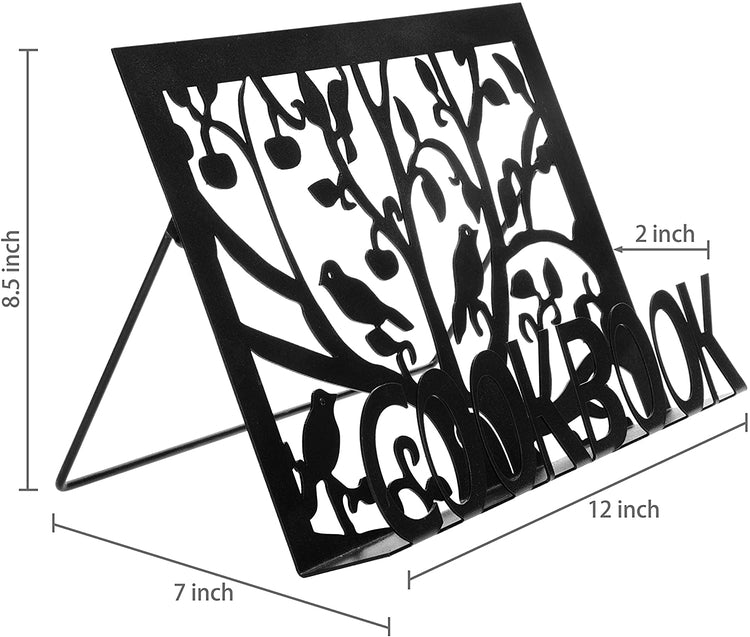 Black Metal Tree Silhouette Decorative Cookbook Stand-MyGift
