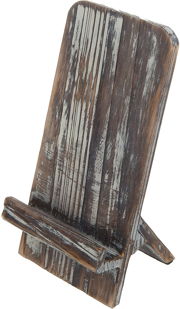 Rustic Barnwood Smartphone Dock Charging Stand, Desktop Cell Phone Cradle, Brown-MyGift