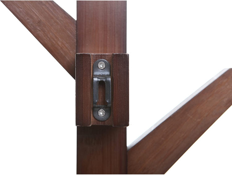 Modern Brown Bamboo Wall Mounted 6 Hook Hanging Storage Organizer, Entryway Coat & Hat Rack-MyGift