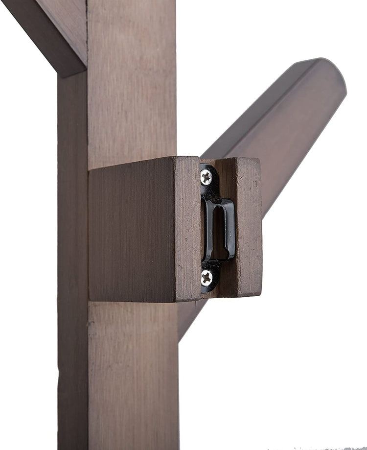 Brown Tree Branch Design 10 Hook Bamboo Wood Wall-Mounted Coat Hat Rack-MyGift