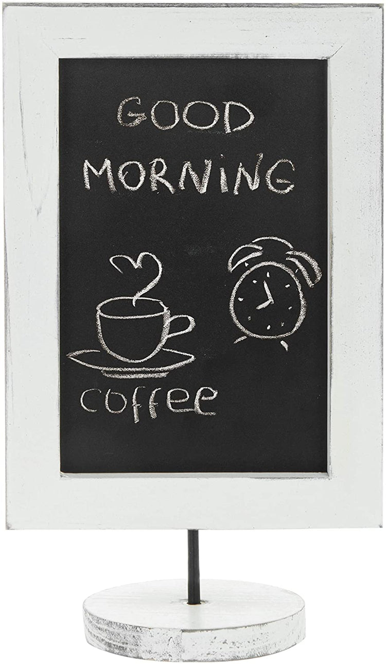 12-Inch Tabletop White Wood Vertical or Horizontal Framed Chalkboard Sign-MyGift