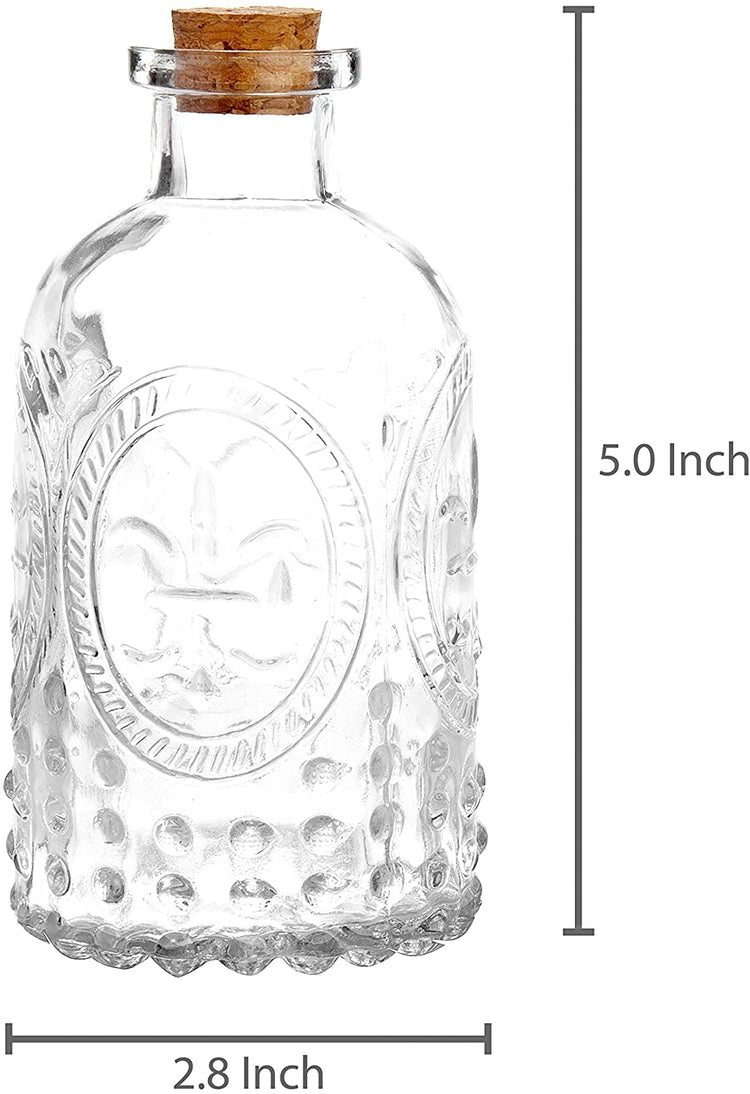 Vintage Embossed Clear Apothecary Vase with Cork Lid, Set of 2 MyGift