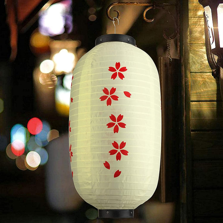 Set of 2 Red Sakura Cherry Blossom Flowers Chinese / Japanese Paper Lanterns-MyGift