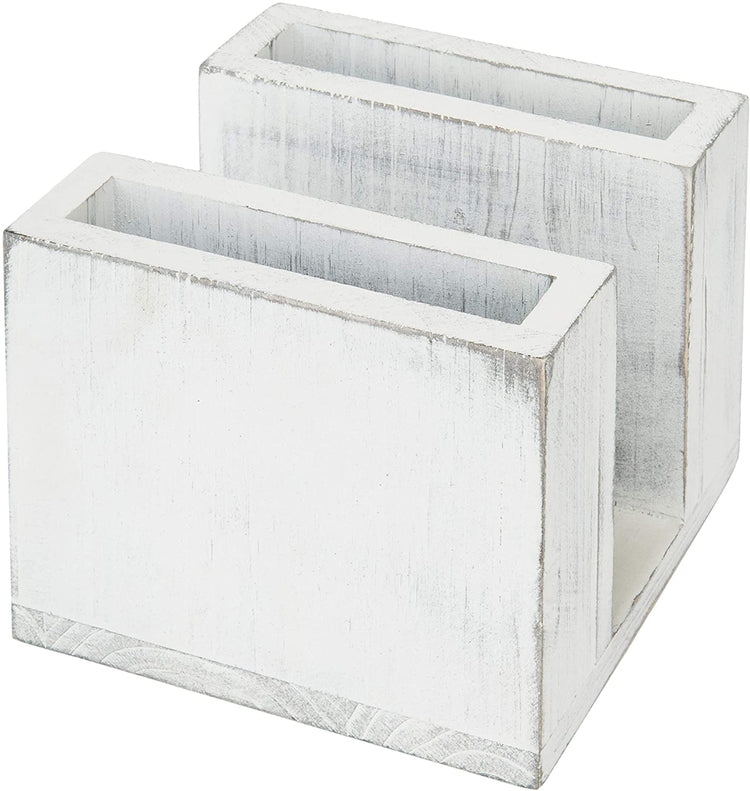 Vintage White Wood Flatware and Napkin Caddy-MyGift