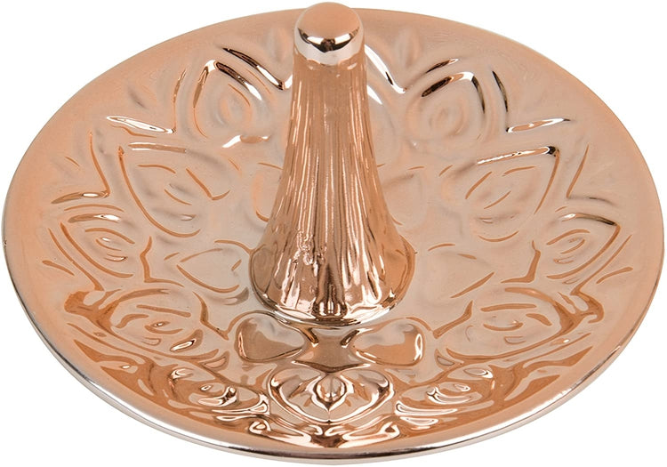 Copper-Tone Ceramic Heart Design Ring Dish-MyGift