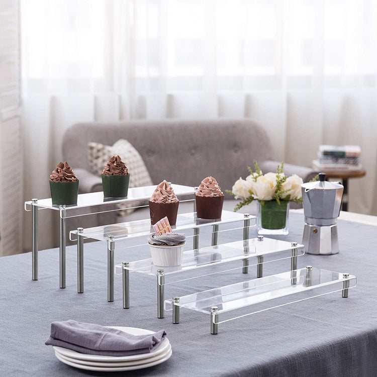 4-Tier Clear Acrylic Rectangular Cupcake Display Riser, Set of 4 – MyGift
