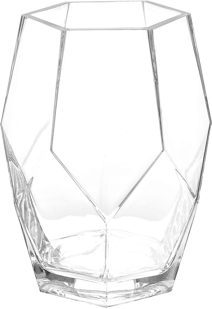 Geometric Clear Glass Flower Vase, Wedding Centerpiece Décor-MyGift