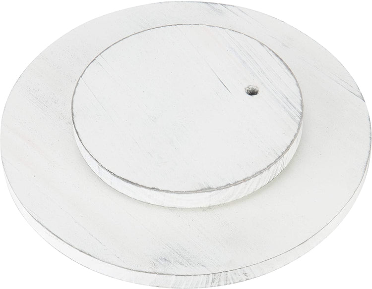 13-Inch Vintage White Wood Rotating Turntable, Lazy Susan Kitchen Accessory-MyGift