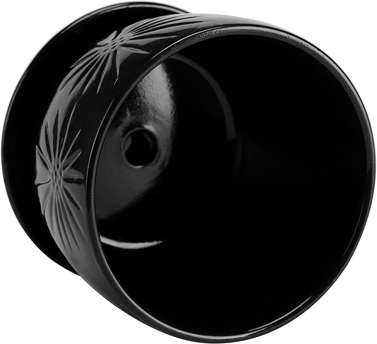 Set of 2 Black Starburst Design Flower Pots, Ceramic Planters with Saucers-MyGift