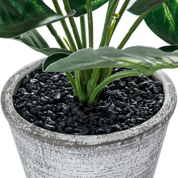 green plant in pot 15-Inch Tabletop Artificial Green Leaf Plant Potted in Distressed Gray – MyGift