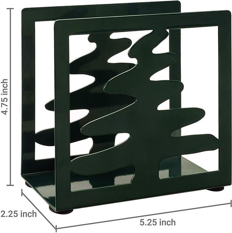 Forest Green Metal Napkin Holder w/ Modern Christmas Tree Design - MyGift