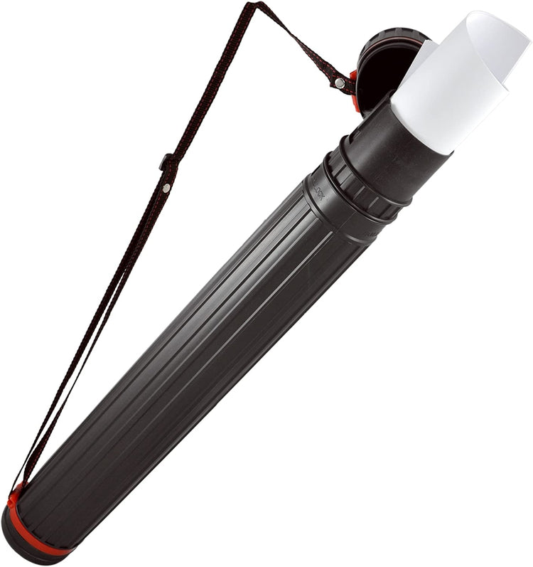 Set of 2 Heavy Duty Black Telescoping Document Carrying Tubes w/ Adjustable Straps-MyGift