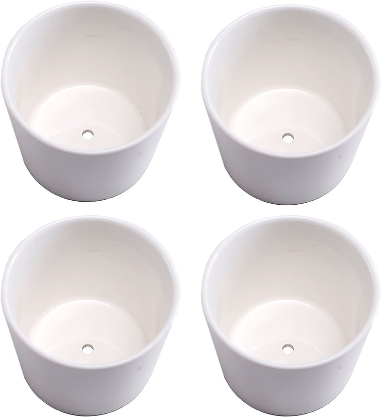 Set of 4, 3.5-inch White Cylindrical Succulent Planter Pots, Ceramic Flower Containers-MyGift