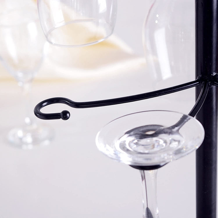 Black Freestanding Tabletop Stemware Rack, Spiraling 10 Wine Glass Holder-MyGift