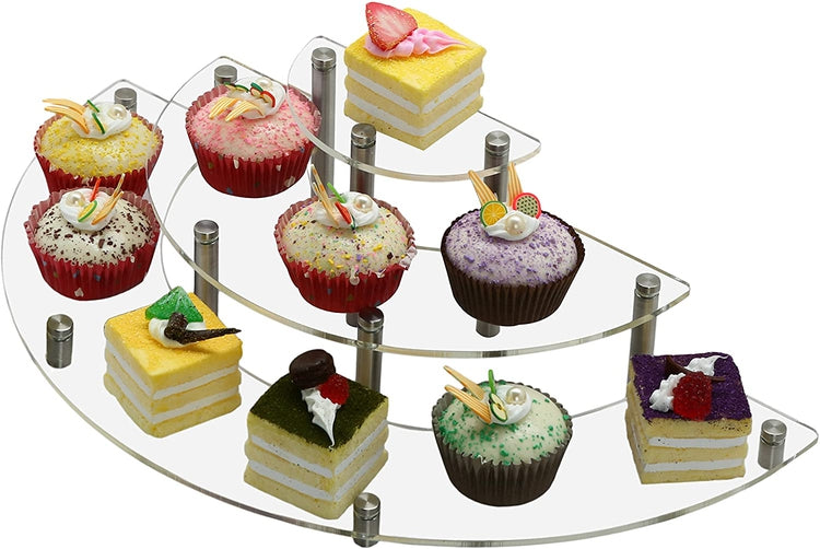 3-Tier Clear Acrylic Half Circle Cupcake Stand, Tabletop Display Riser-MyGift