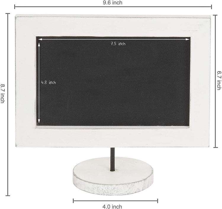 Set of 2, Tabletop Vintage White Wood Vertical Chalkboard Sign, Horizontal Framed Blackboard Sign-MyGift