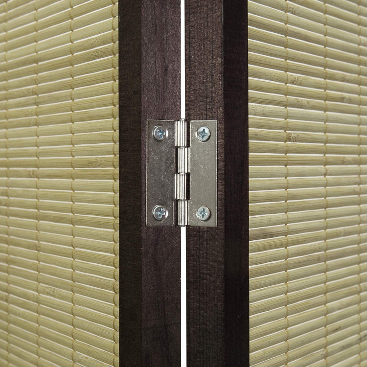 6-Panel Room Divider Wood Frame Lotus Flower Asian Style Woven Bamboo Room Divider Screen-MyGift