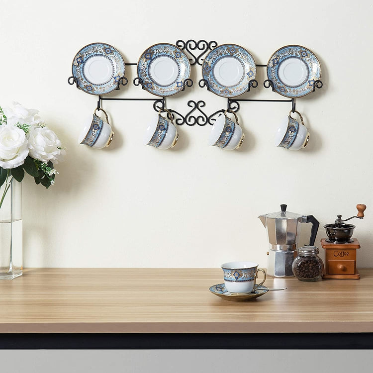 Metal Wall Mounted Plate Display Rack for Tea Coffee Cup & Saucer Sets ...