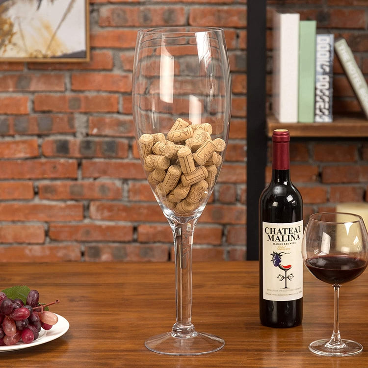 20 Inch Giant Novelty Clear Wine Glass and Cork Holder-MyGift