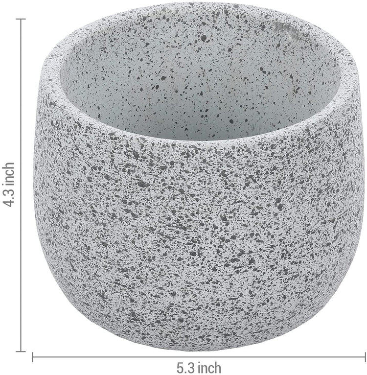 Set of 2, 5-Inch Round Concrete Small Plant Pot with Black Speckled Design, Decorative Cactus Succulent Planters-MyGift