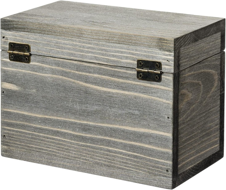 Card Deck Storage Box Weathered Gray Wood Organizer for Collectible Trading Cards or Game Playing Decks-MyGift