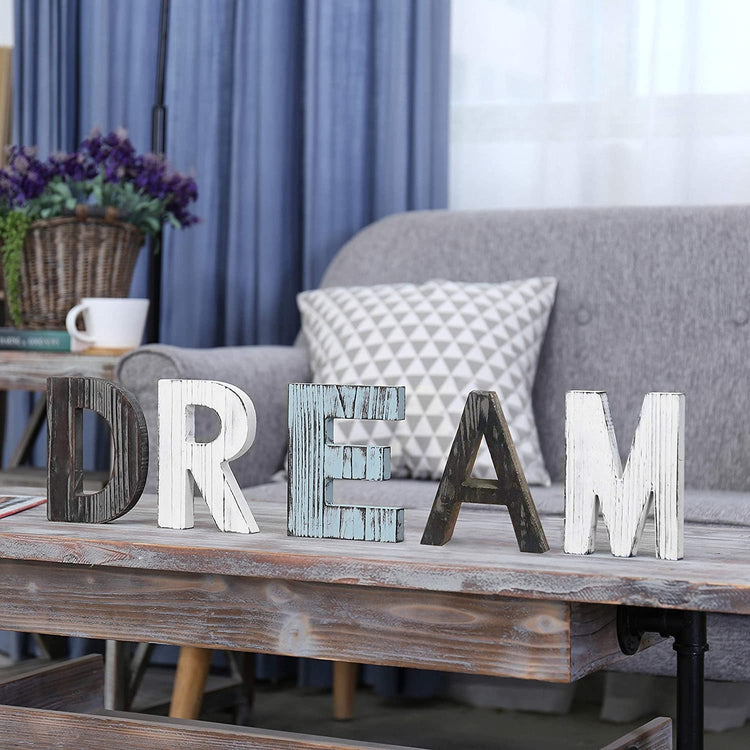 Rustic Multicolor Wood DREAM Cutout Letters Decor Sign-MyGift