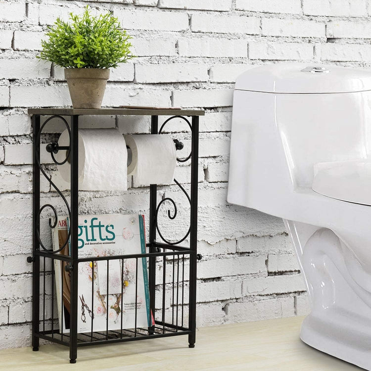 Double Gunmetal Grey Toilet Paper Holder Hotel Matte Black/ Gold/ White  Thickened Bathroom Toilet Roll Holder with Shelf