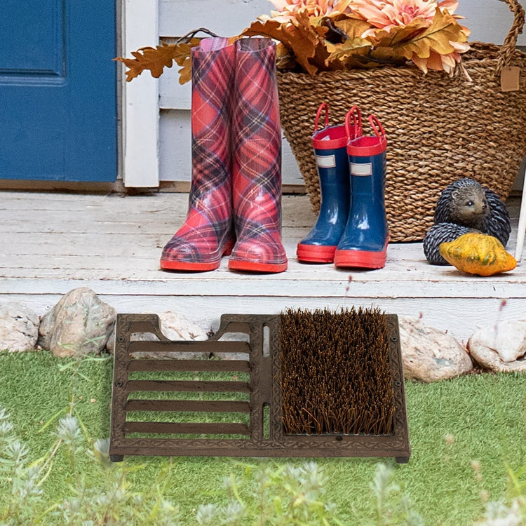 Heavy Duty Cast Iron Angled Shoe Scrubber for Porch, Outdoor Shoe Cleaning Brush Scraper and Boot Puller-MyGift