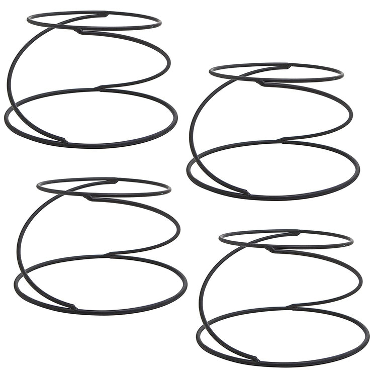 Set of 4, Black Metal Spiral Wire Tabletop Pizza Tray Serving Stands-MyGift