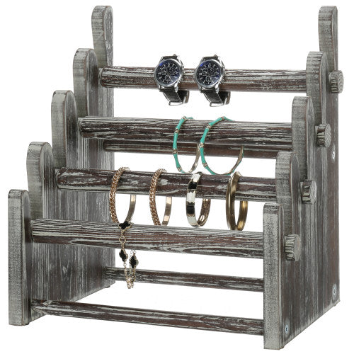 4-Tier Rustic Wood Jewelry Display Rack-MyGift