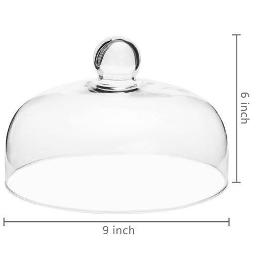 9-Inch Clear Glass Cloche Cake Cover with Knob Handle - MyGift