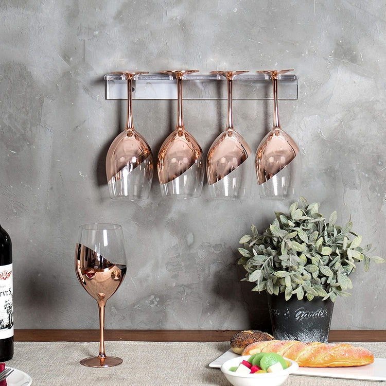 Clear Acyrlic Hanging Stemware Rack, Wall Mounted Glassware Storage-MyGift