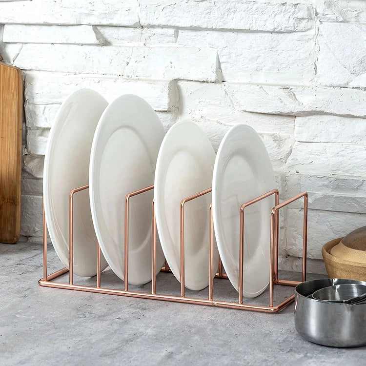 Copper Tone Metal Wire Kitchen Dish Drying Rack, Dish Storage Organizer for Dinner Plates, Cutting Boards, Serving Trays-MyGift