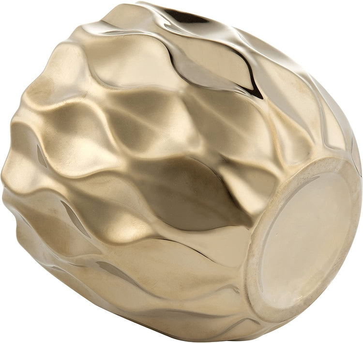 Modern Gold-Tone Metallic Ceramic Planter with Metallic-MyGift