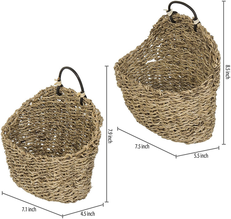 Set of 2 Small 8-Inch Nesting Weaved Hanging Storage Baskets-MyGift