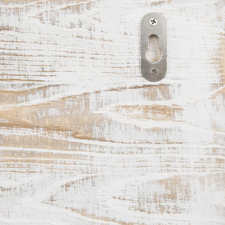 Vintage Whitewashed Wood Wall Mounted Coat Hook and Key Holder Rack-MyGift